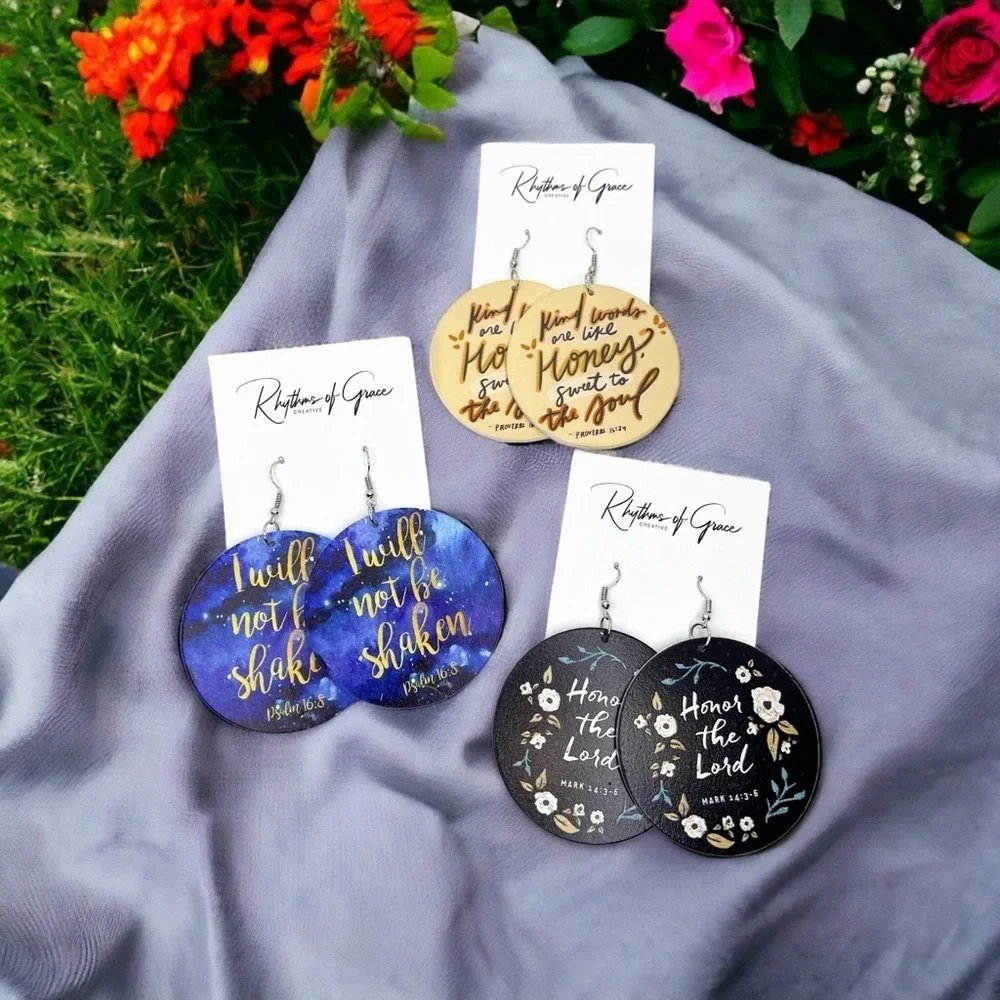 NWT Bible Verse Dangle Earrings - Faith Accessories, Bohemian, Proverbs 16:24